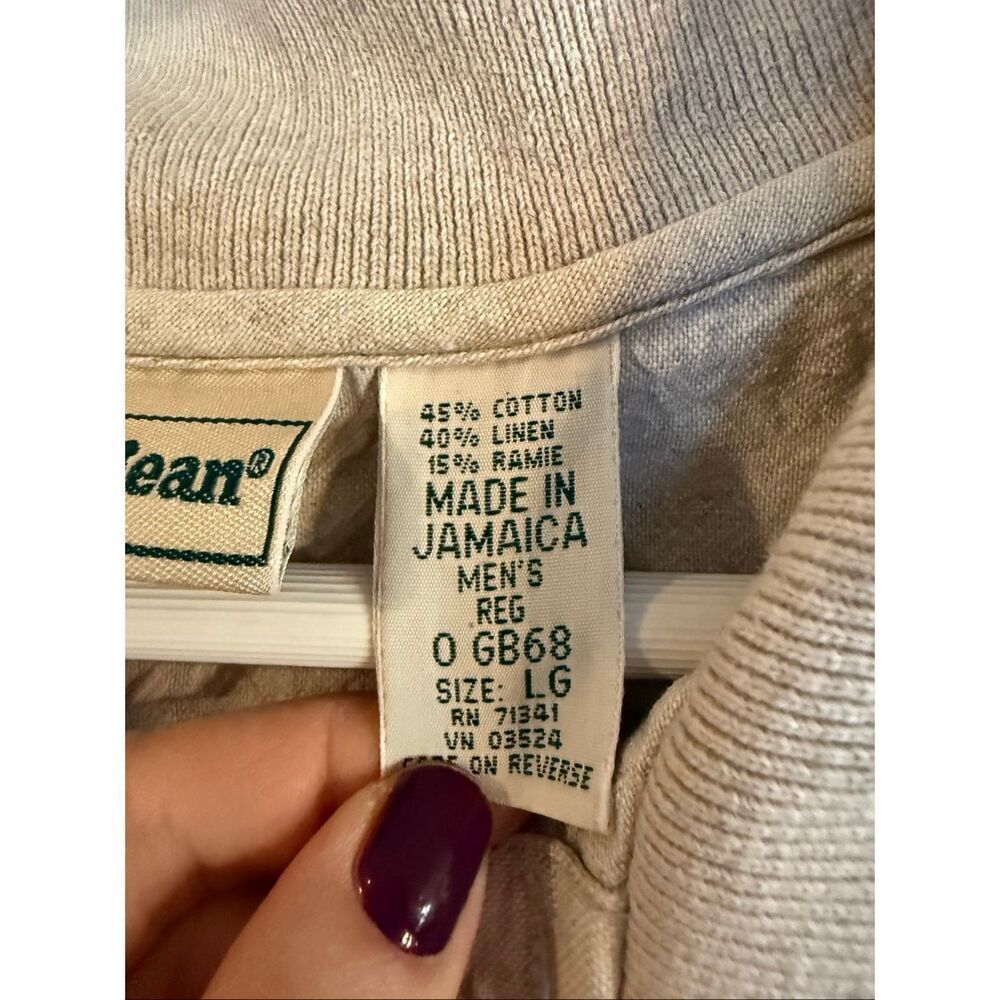 L.L. Bean vintage linen windowpane checkered polo shirt large - Picture 5 of 10